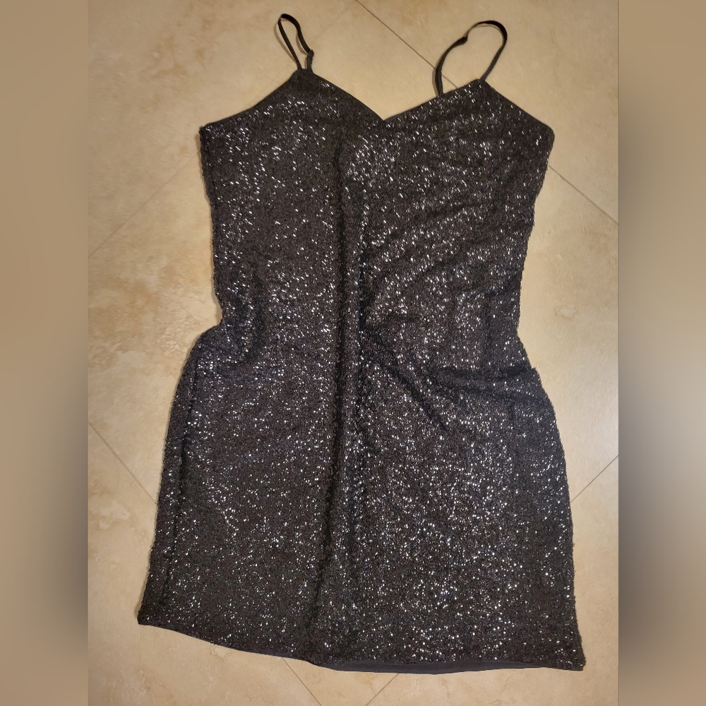 express, black sparkly sequin dress, small